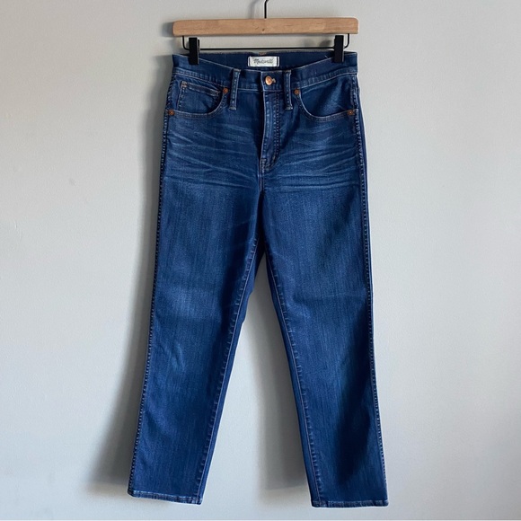 Madewell Stovepipe Dark Wash High Rise Stretch Jeans in Fairdale Wash TENCEL 27 - Picture 1 of 13